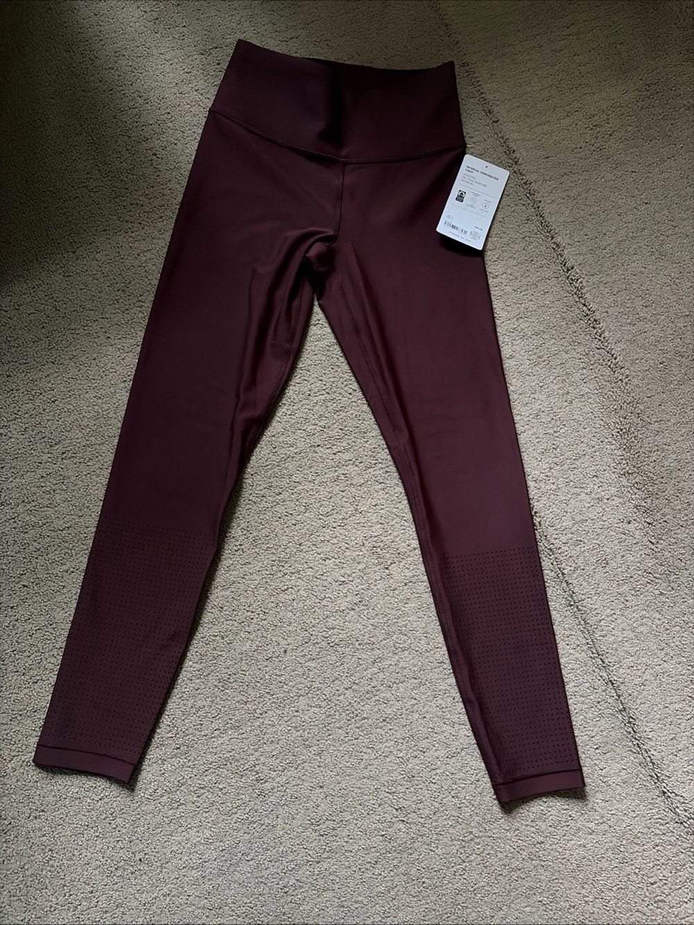 Athleta Wine maroon brown interval perforated Leggings XS NEW NWT